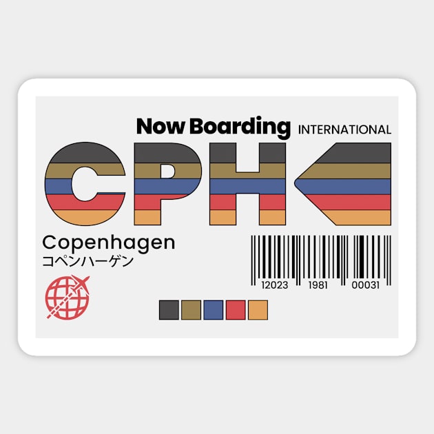 Vintage Copenhagen CPH Airport Label Retro Travel Denmark Magnet by Now Boarding